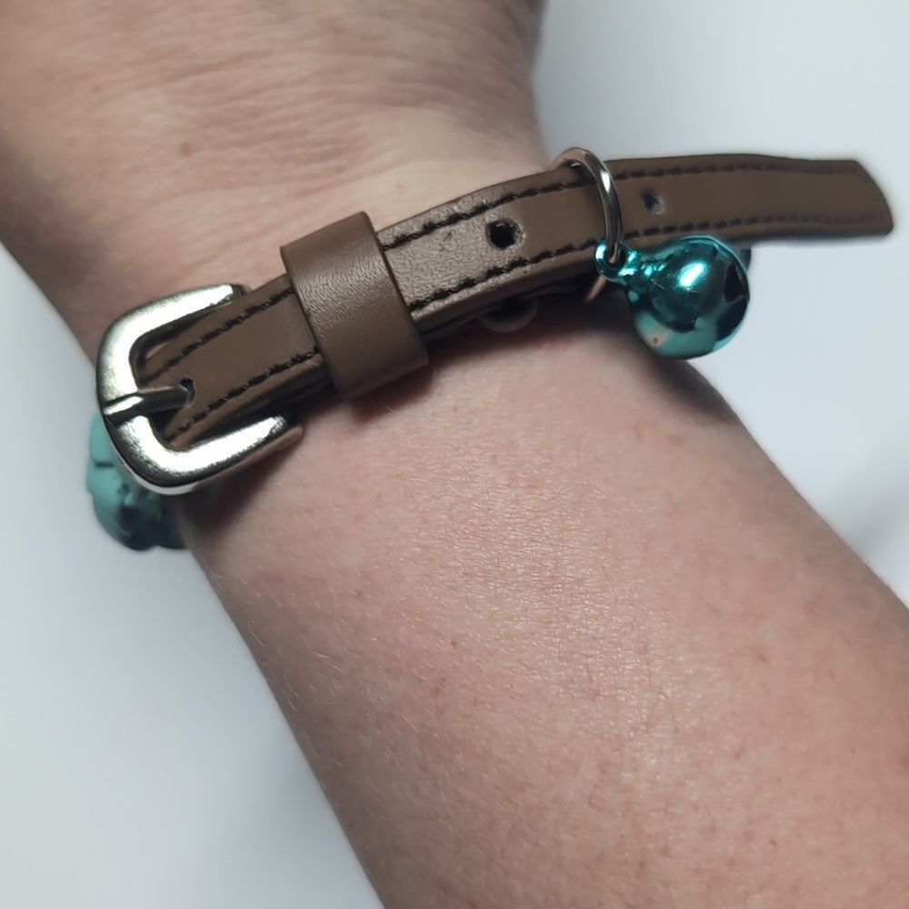 534 Blue Braided and‎ Brown Leather Cuff Bracelet